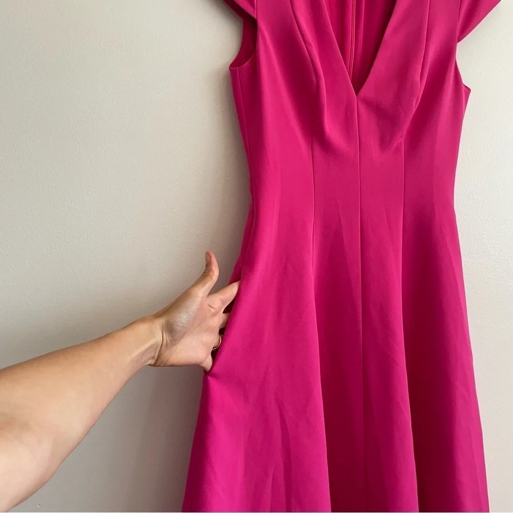 Black Halo Barbie pink fit flare dress women Sz 0 bright neon feminine valentine